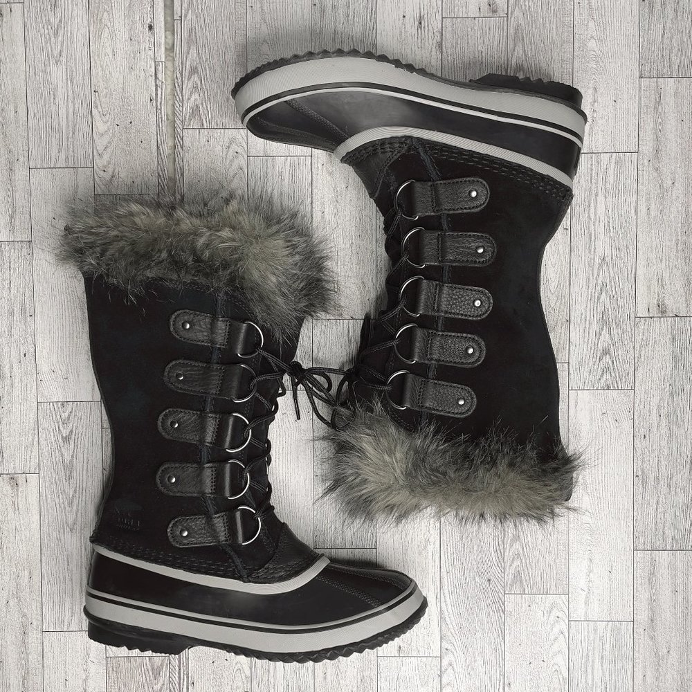 SOREL Joan Of Arc Boot size 8 Faux Fur BLACK
